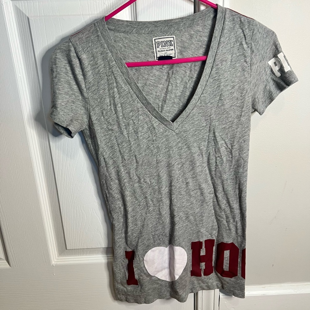 SOLD 2/$10
PINK Victoria's Secret Gray and Red V-Neck Tee